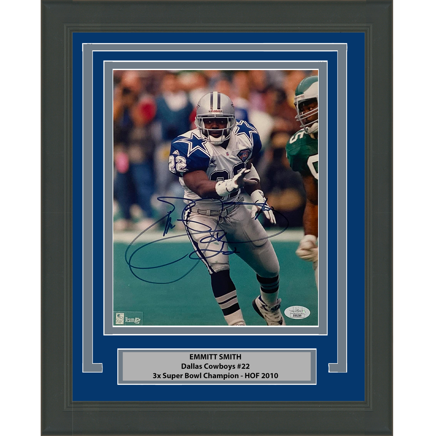 Framed Autographed/Signed Emmitt Smith Dallas Cowboys 8x10 Football Photo JSA COA