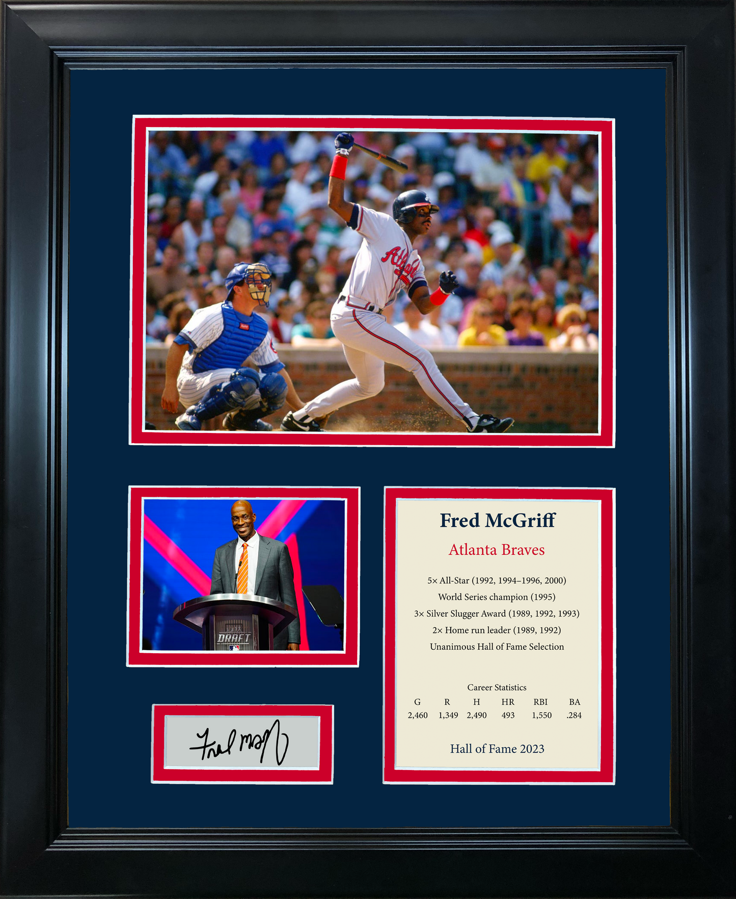 Framed Fred McGriff Hall of Fame Facsimile Laser Engraved Signature Auto Atlanta Braves 11"x14" Baseball Photo Sig Collage