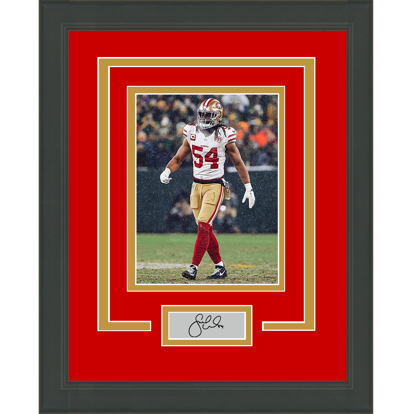 Framed Fred Warner Facsimile Laser Engraved Signature Auto San Francisco 49ers 11x14 Football Photo