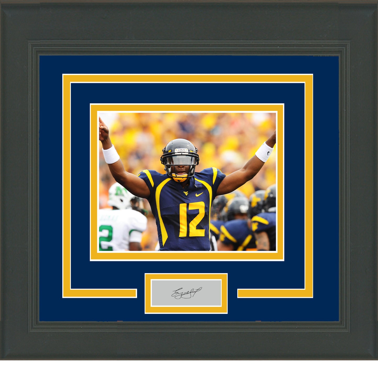 Framed Geno Smith Facsimile Laser Engraved Signature Auto West Virginia Mountaineers 11x14 Football Photo