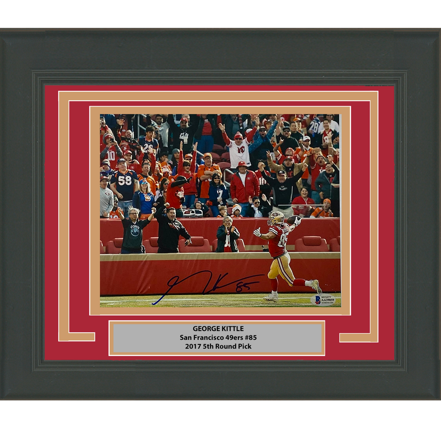 Framed Autographed/Signed George Kittle San Francisco 49ers 8x10 Football Photo Beckett BAS COA #2