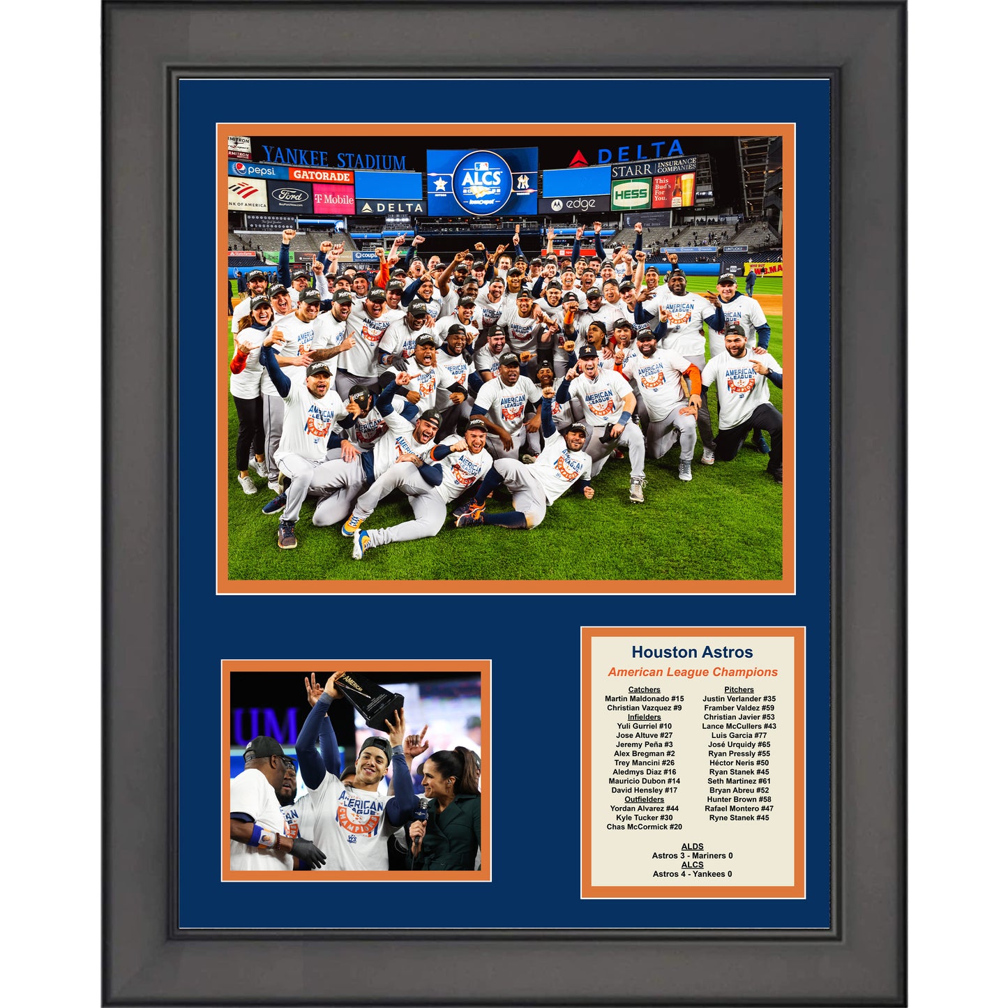 Framed Houston Astros 2022 American League Champions 11"x14" Baseball Three Photo Collage