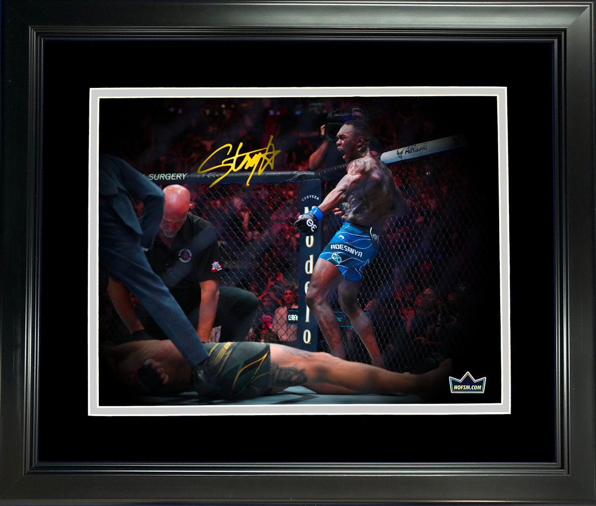 Framed Israel Adesanya UFC MMA Facsimile Laser Engraved Signature Auto 11"x14" Photo HOFSM Holo