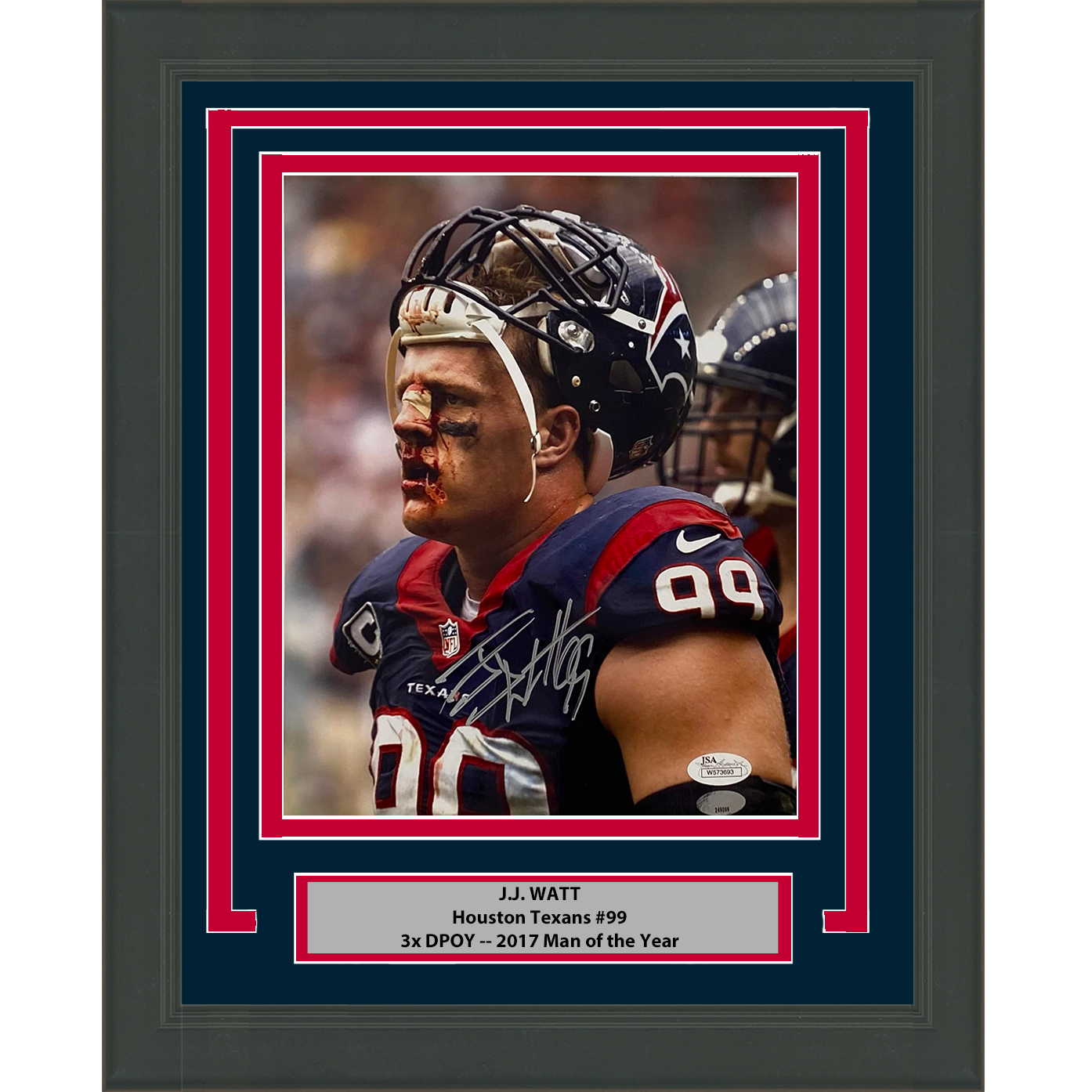 Framed Autographed/Signed JJ J.J. Watt Houston Texans 8x10 Football Photo JSA COA #2