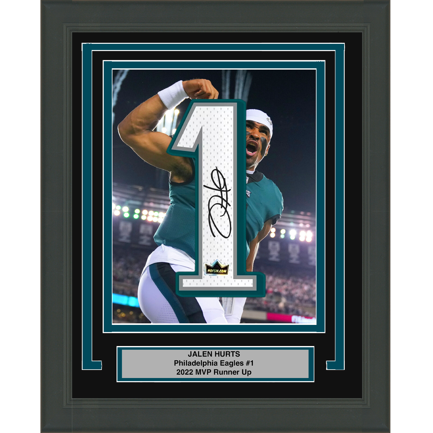 Framed Jalen Hurts Facsimile Autographed Jersey Number 20x24 Philadelphia Eagles Reprint Laser Auto Football Photo