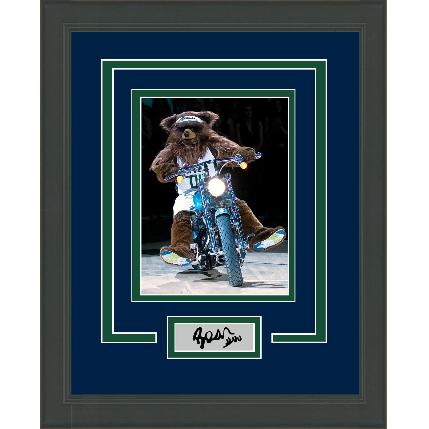 Framed Jazz Bear Facsimile Laser Engraved Signature Auto Utah Jazz 11x14 Basketball Photo