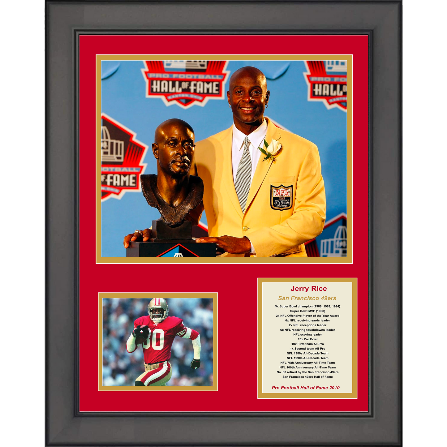 Framed Jerry Rice Hall of Fame San Francisco 49ers Football 11"x14" Three Photo Collage