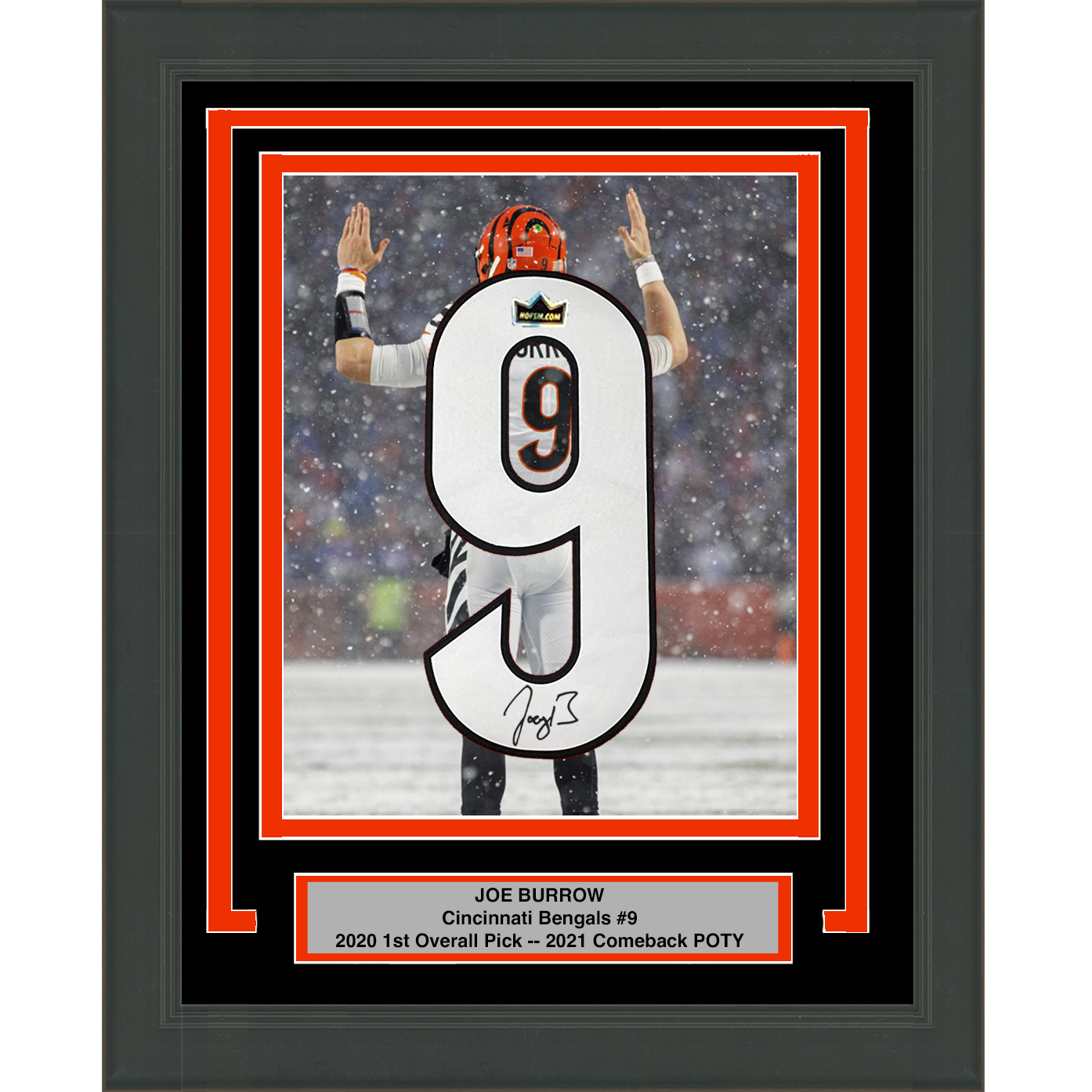 Framed Joe Burrow Facsimile Autographed Jersey Number 20x24 Cincinnati Bengals Reprint Laser Auto Football Photo