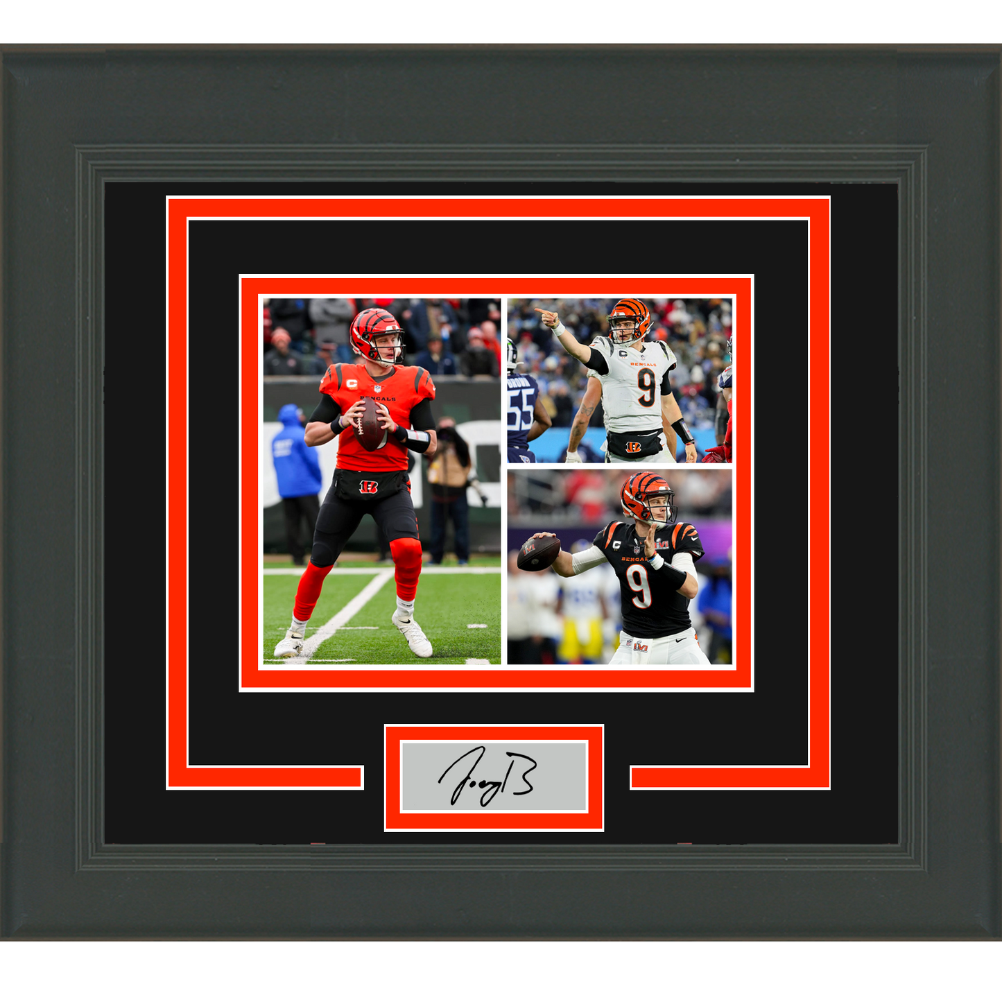 Framed Joe Burrow Facsimile Laser Engraved Signature Auto Cincinnati Bengals 11x14 Football Photo