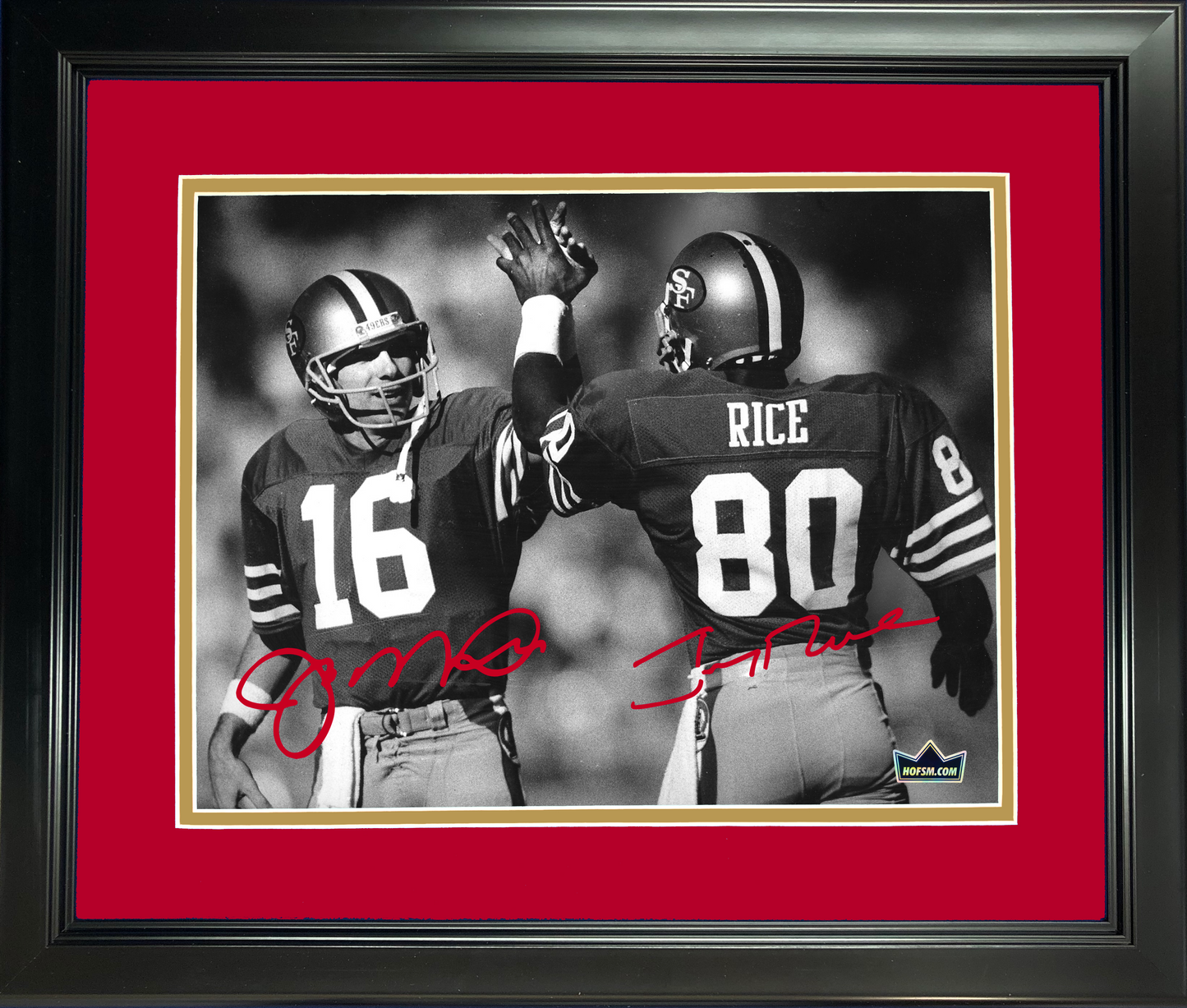 Framed Joe Montana Jerry Rice San Francisco 49ers Dual Facsimile Laser Engraved Signature Auto 11"x14" Football Photo HOFSM Holo