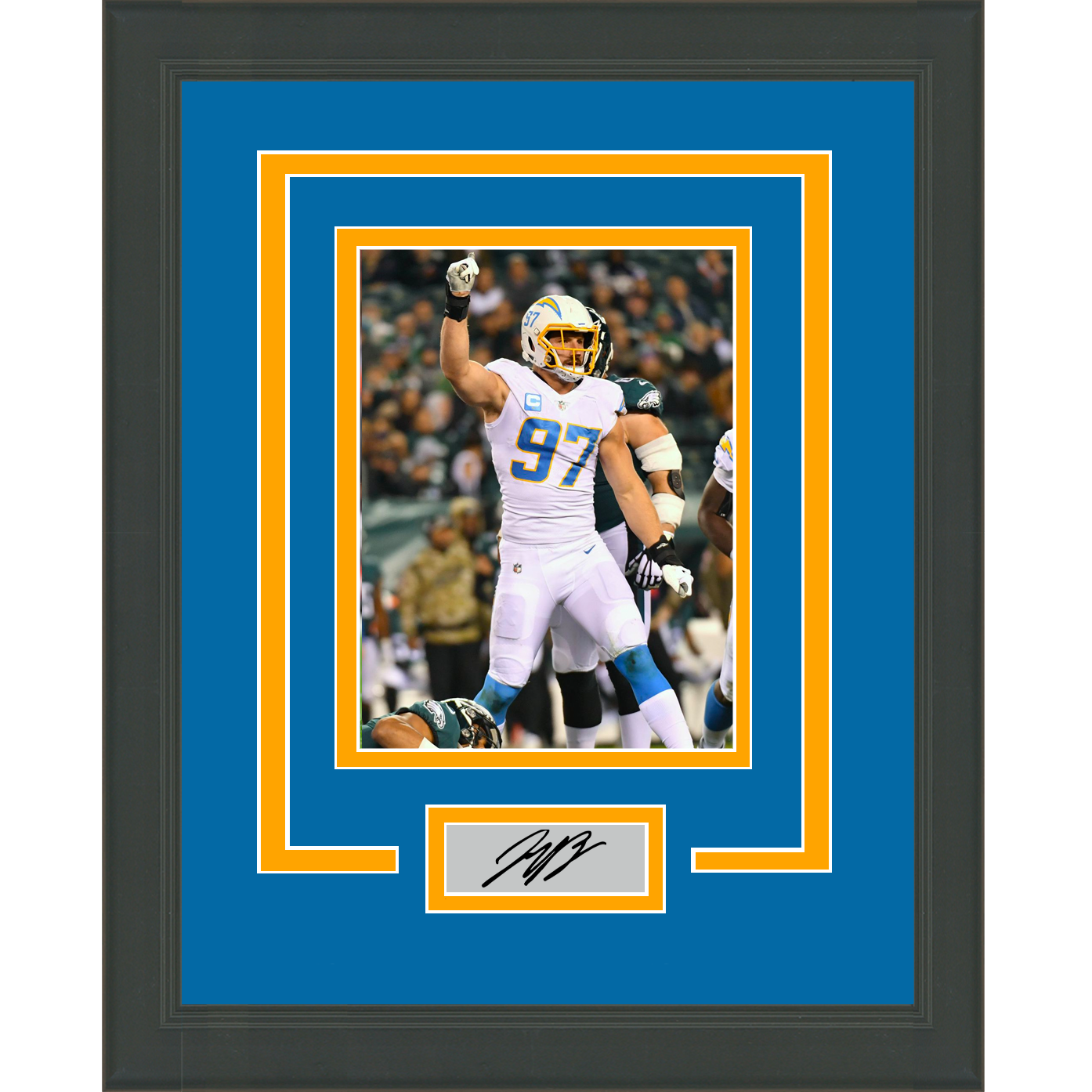 Framed Joey Bosa Facsimile Laser Engraved Signature Auto Los Angeles Chargers 11x14 Football Photo