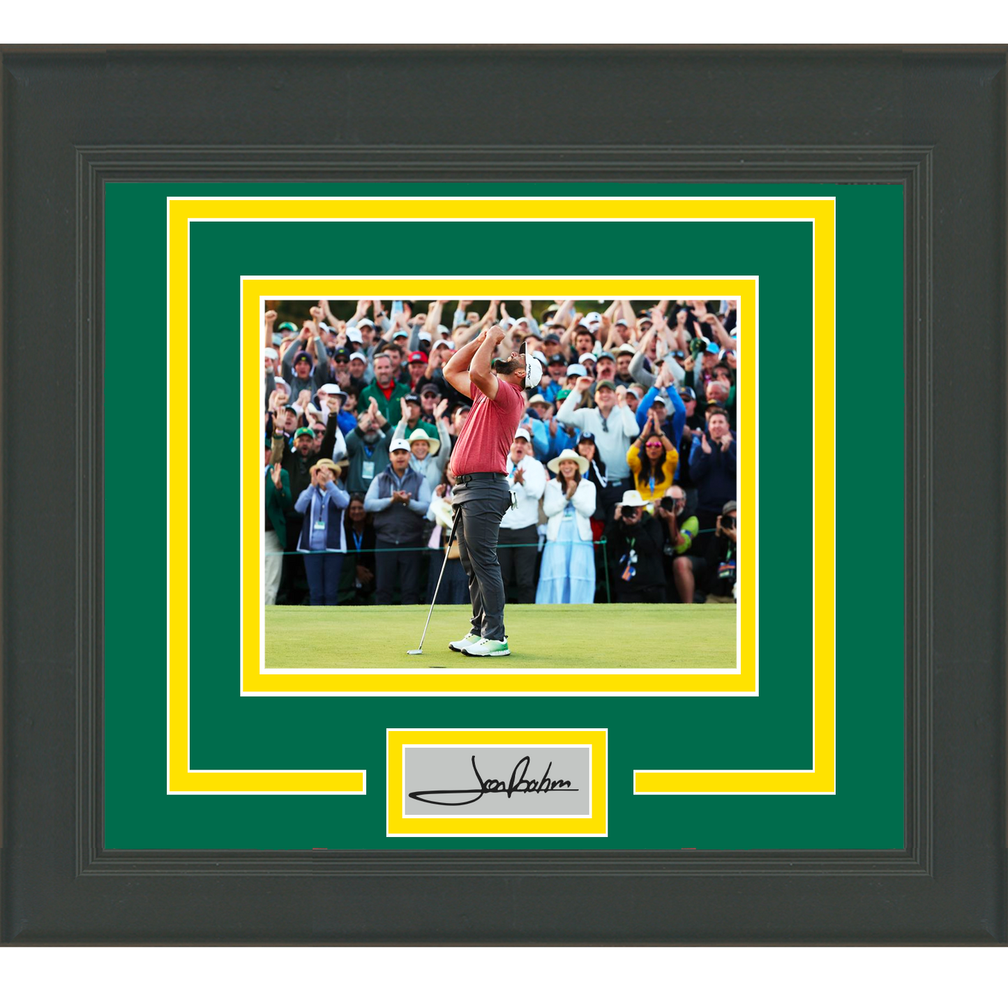 Framed Jon Rahm 2023 Masters Champion Facsimile Laser Engraved Signature Auto 11x14 PGA Golf Photo