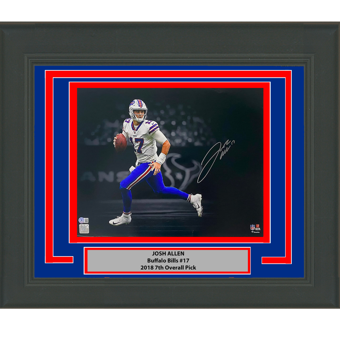 Framed Autographed/Signed Josh Allen Buffalo Bills 16x20 Football Photo Beckett BAS COA