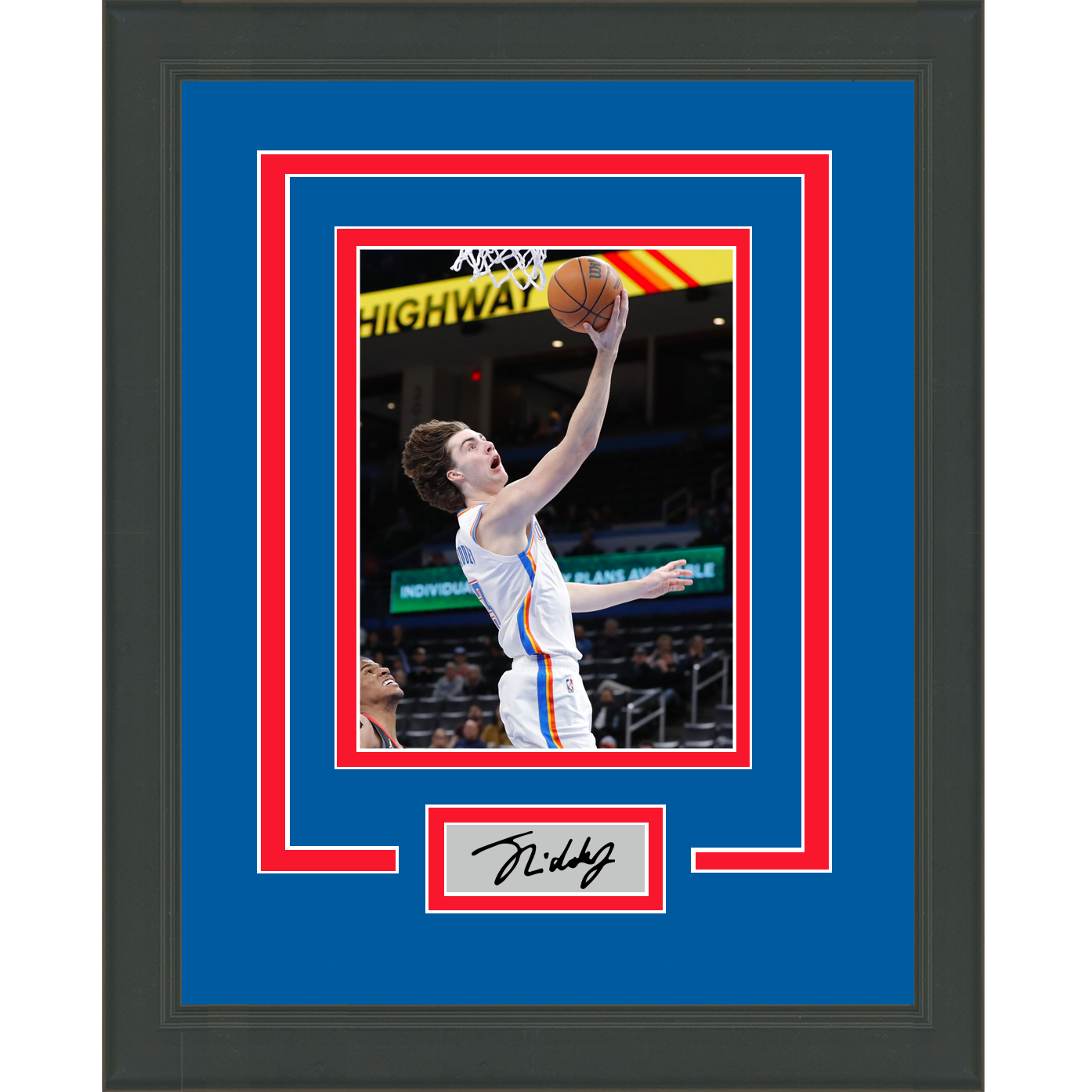 Framed Josh Giddey Facsimile Laser Engraved Signature Auto Oklahoma City Thunder 11x14 Basketball Photo