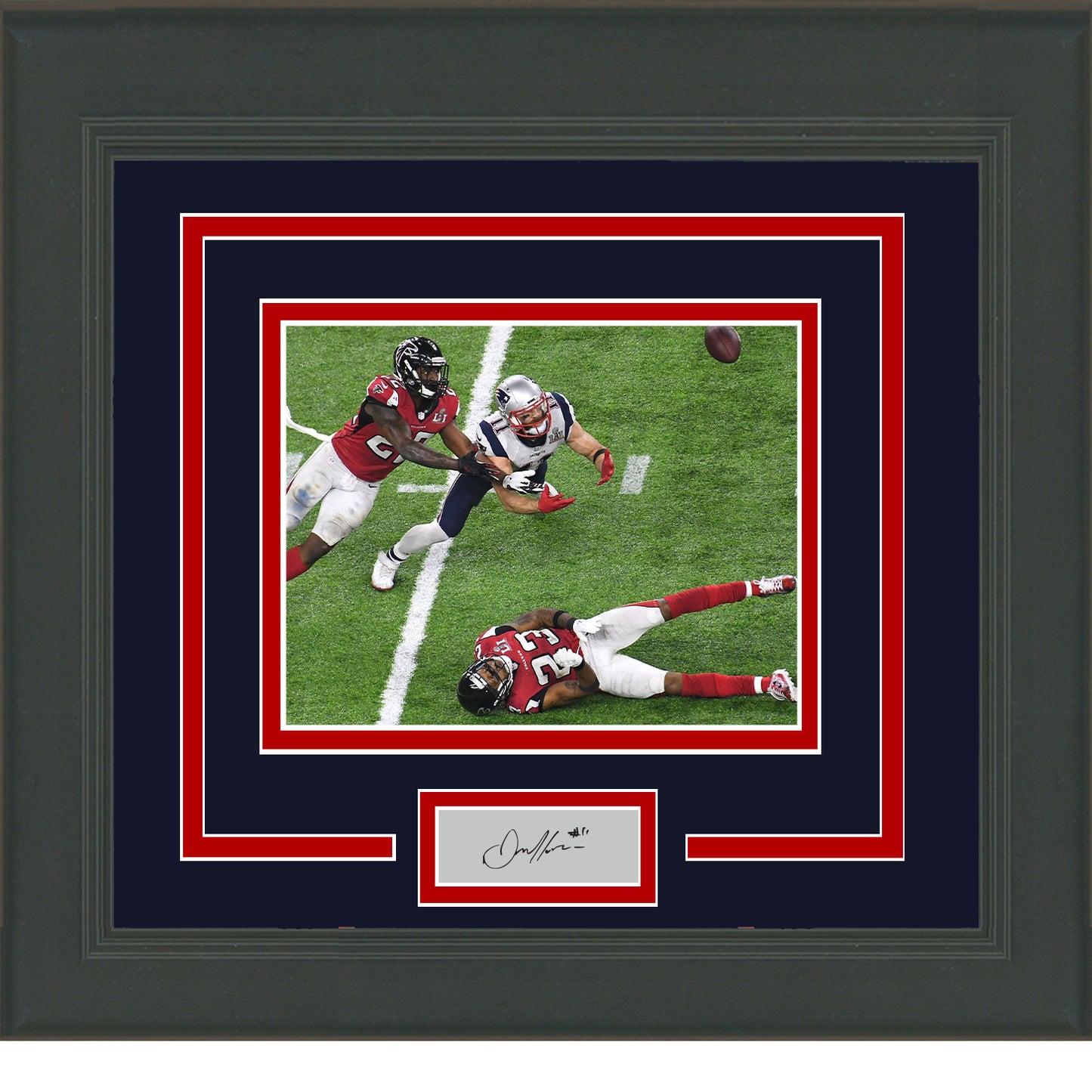 Framed Julian Edelman Facsimile Laser Engraved Signature Auto New England Patriots 11x14 Football Photo