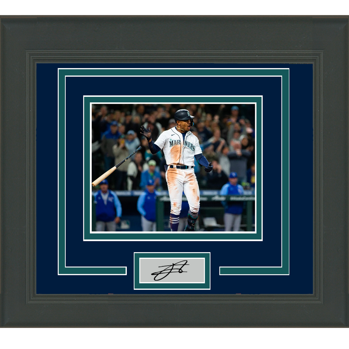 Framed Julio Rodriguez Facsimile Laser Engraved Signature Auto Seattle Mariners 11x14 Baseball Photo