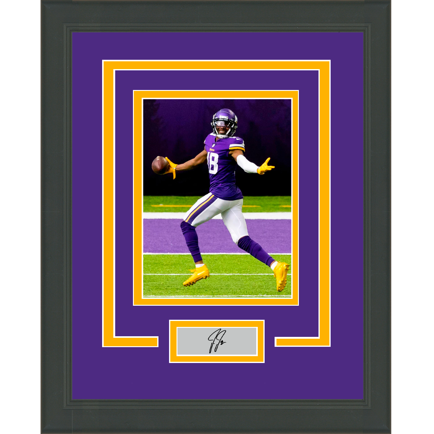 Framed Justin Jefferson Facsimile Laser Engraved Signature Auto Minnesota Vikings 11x14 Football Photo