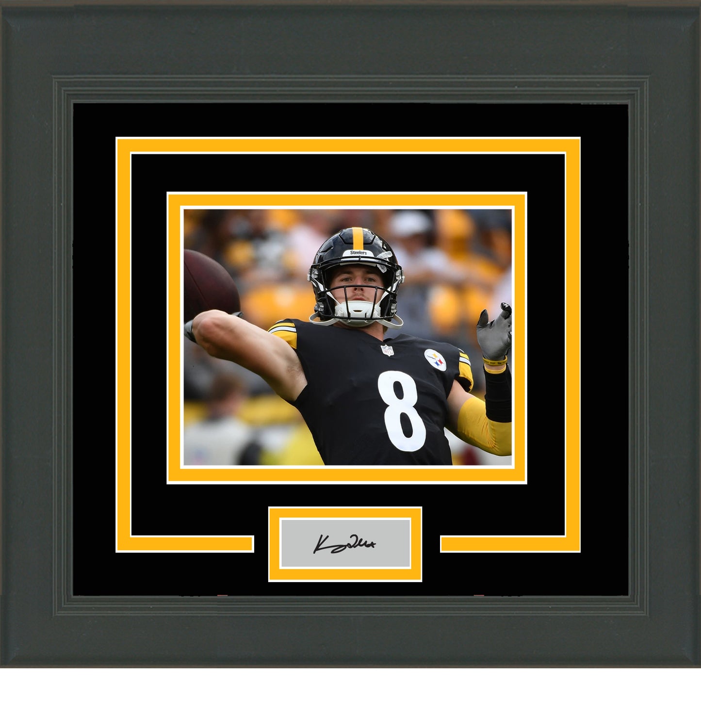 Framed Kenny Pickett Facsimile Laser Engraved Signature Auto Pittsburgh Steelers 11x14 Football Photo