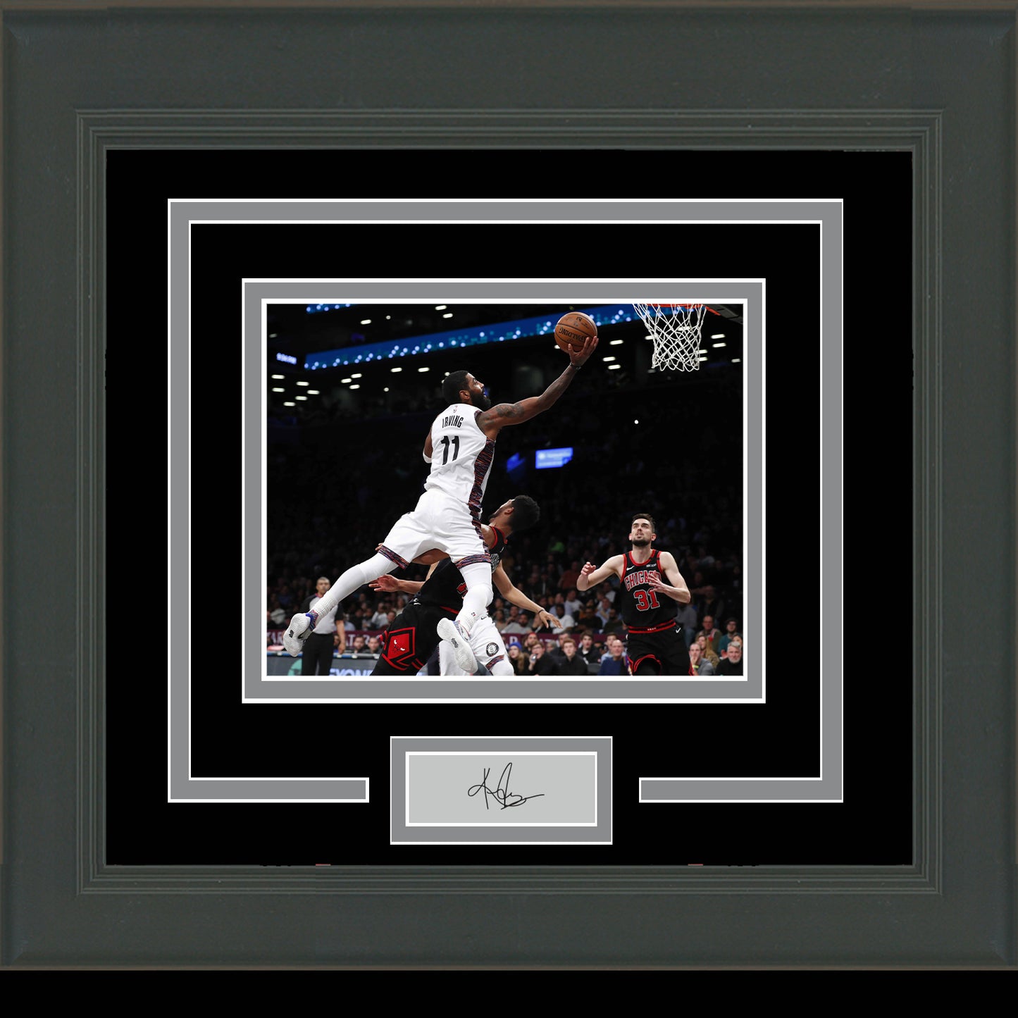 Framed Kyrie Irving Facsimile Laser Engraved Signature Auto Brooklyn Nets 11x14 Basketball Photo