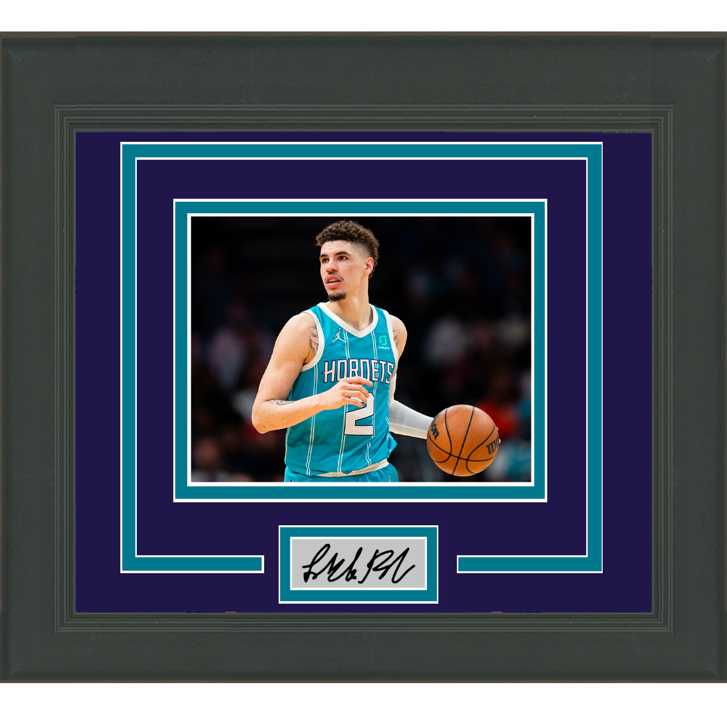 Framed LaMelo Ball Facsimile Laser Engraved Signature Auto Charlotte Hornets 11x14 Basketball Photo