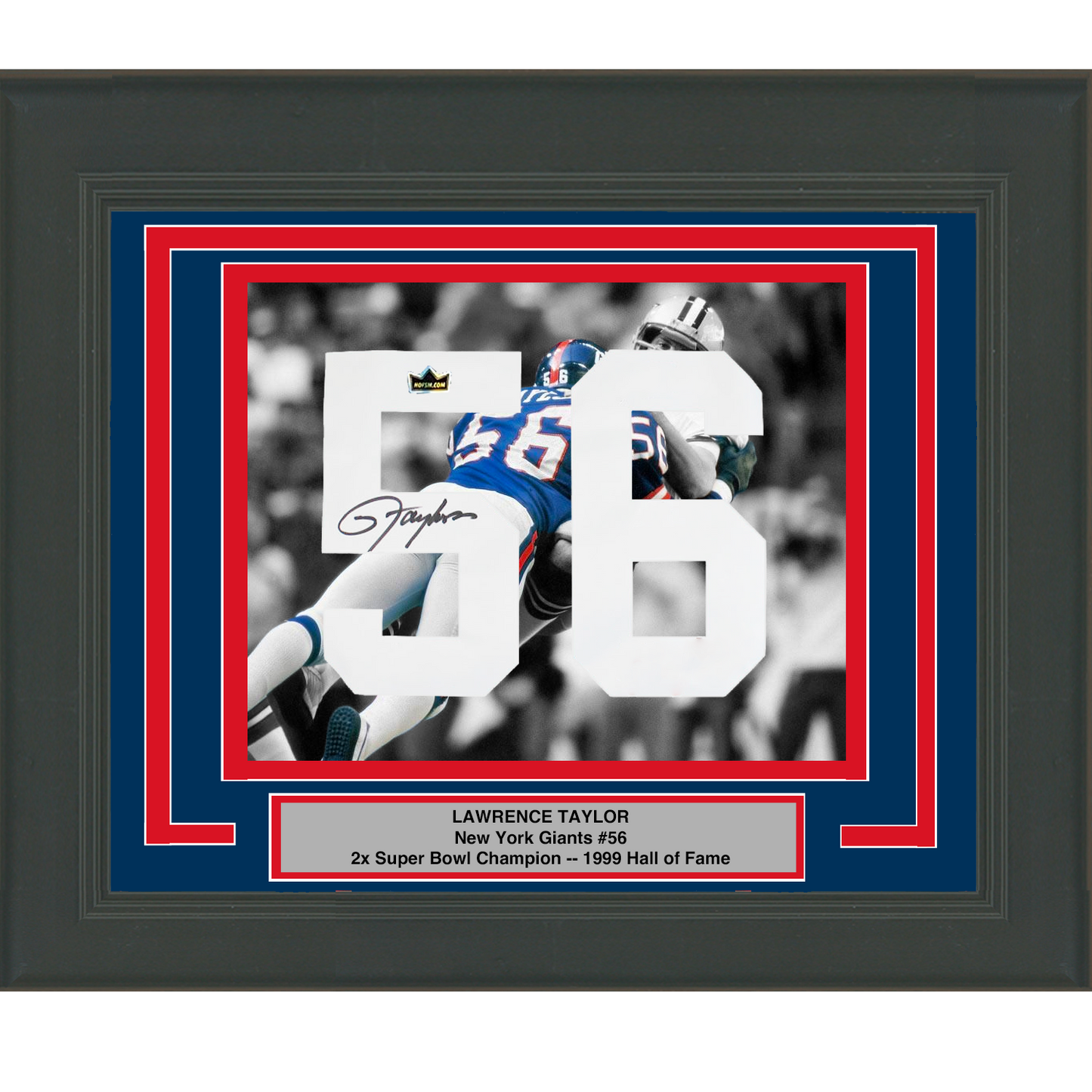 Framed Lawrence Taylor Facsimile Autographed Jersey Number 23x21 New York Giants Reprint Laser Auto Football Photo