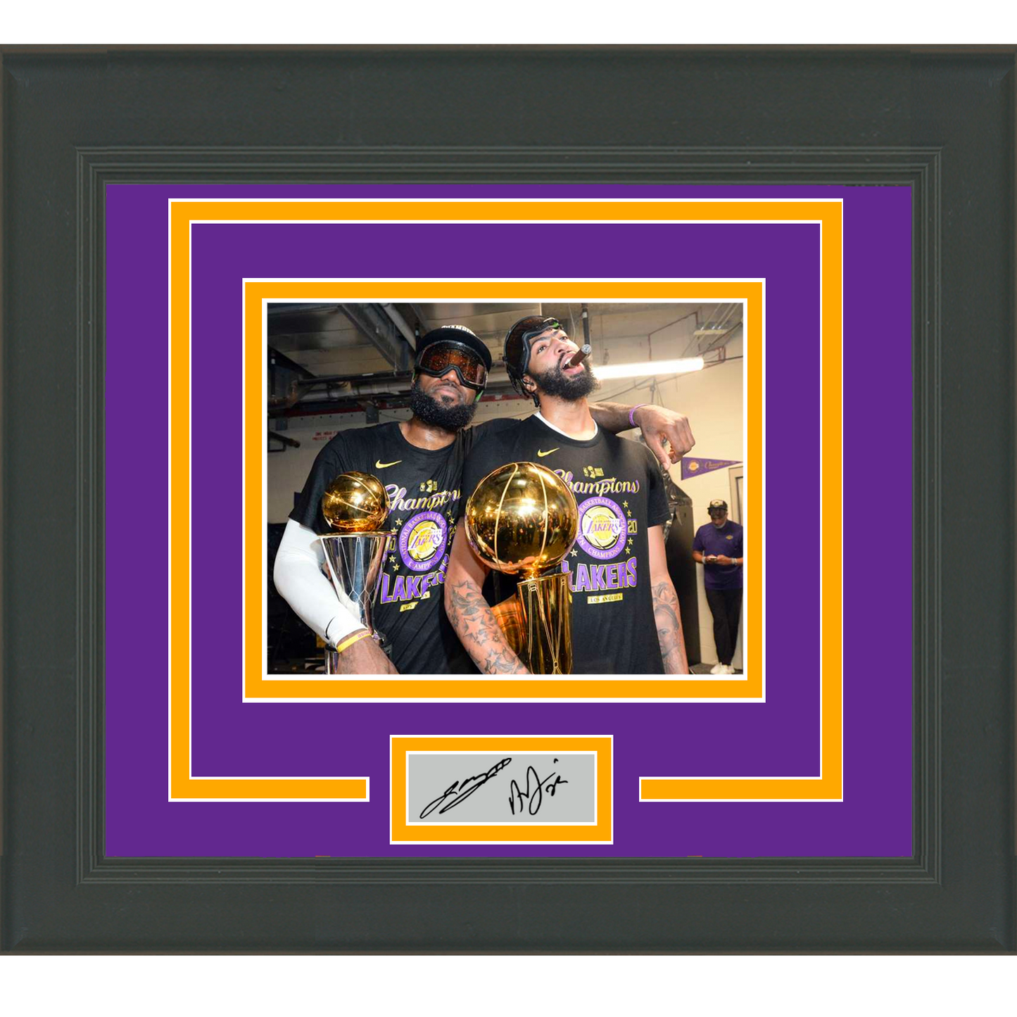 Framed LeBron James Anthony Davis Facsimile Laser Engraved Signature Auto Los Angeles Lakers 11x14 Basketball Photo