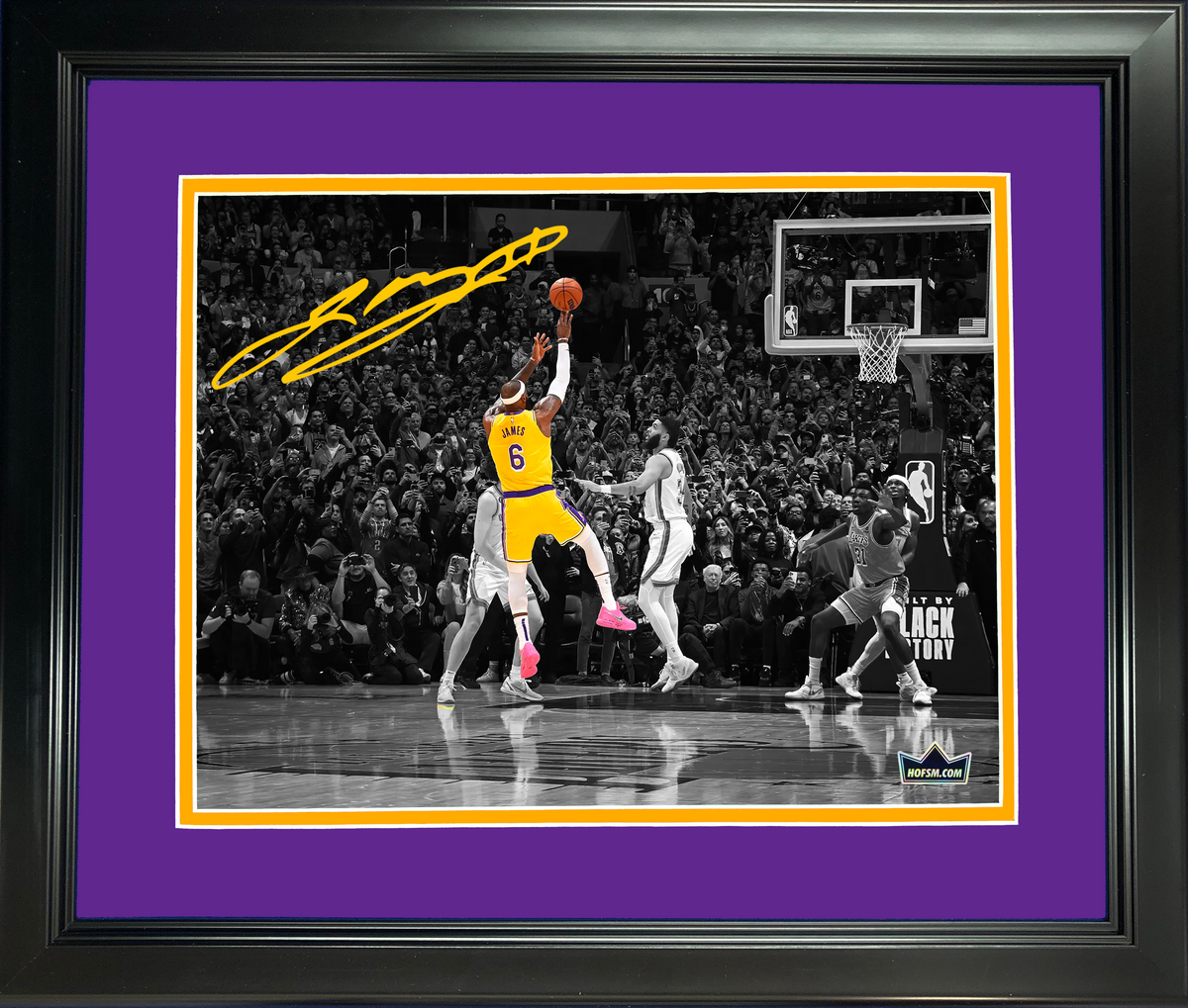 Framed LeBron James All-Time Scoring Record Shot Laser Engraved Signature Auto 11"x14" Basketball Photo HOFSM Holo