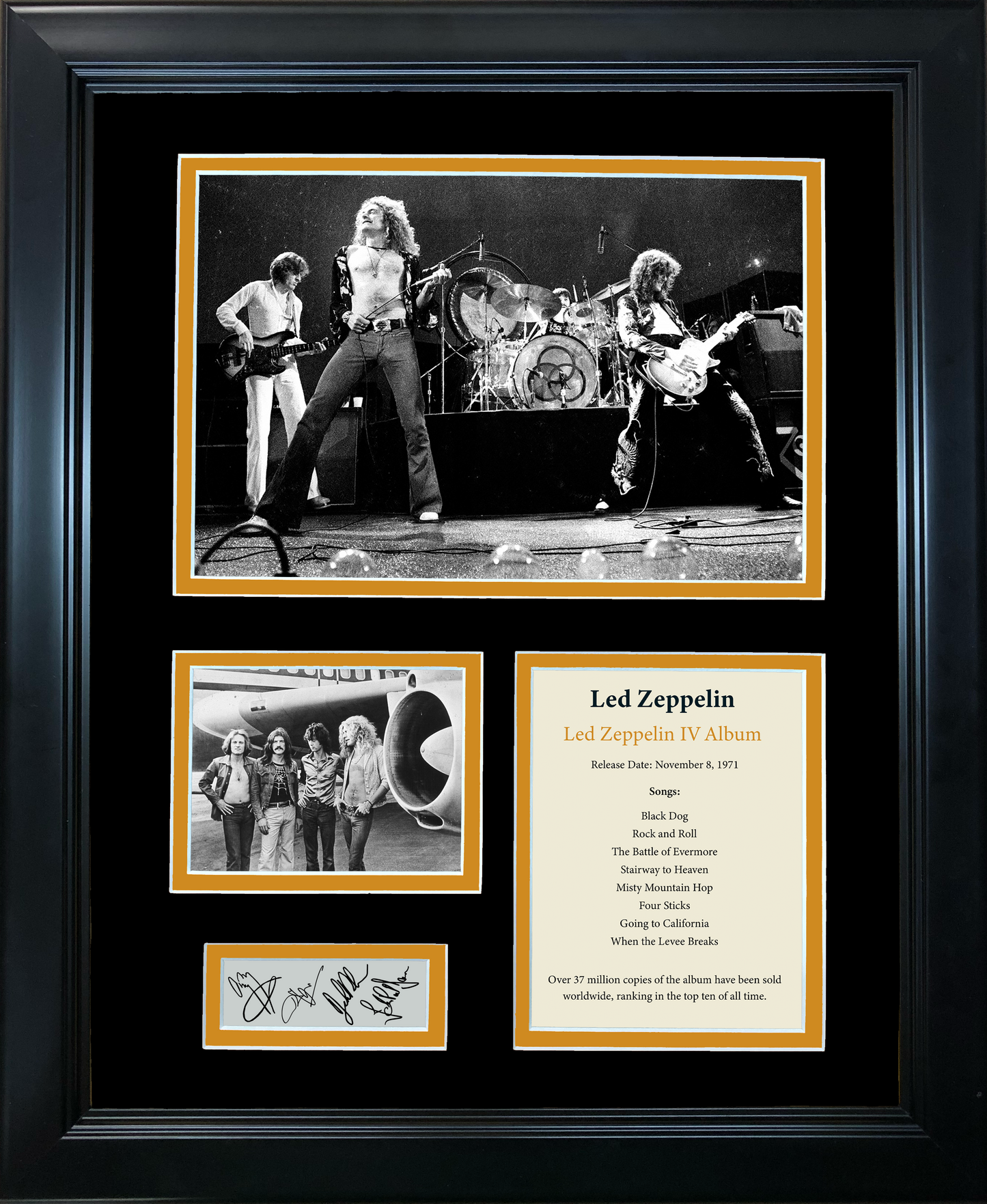 Framed Led Zeppelin IV Album Facsimile Laser Engraved Signature Auto 11"x14" Music Photo Sig Collage