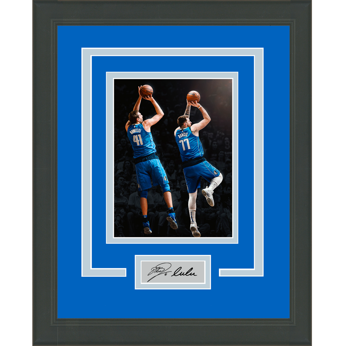 Framed Luka Doncic Dirk Nowitzki Dual Facsimile Laser Engraved Signature Auto Dallas Mavericks 11x14 Basketball Photo