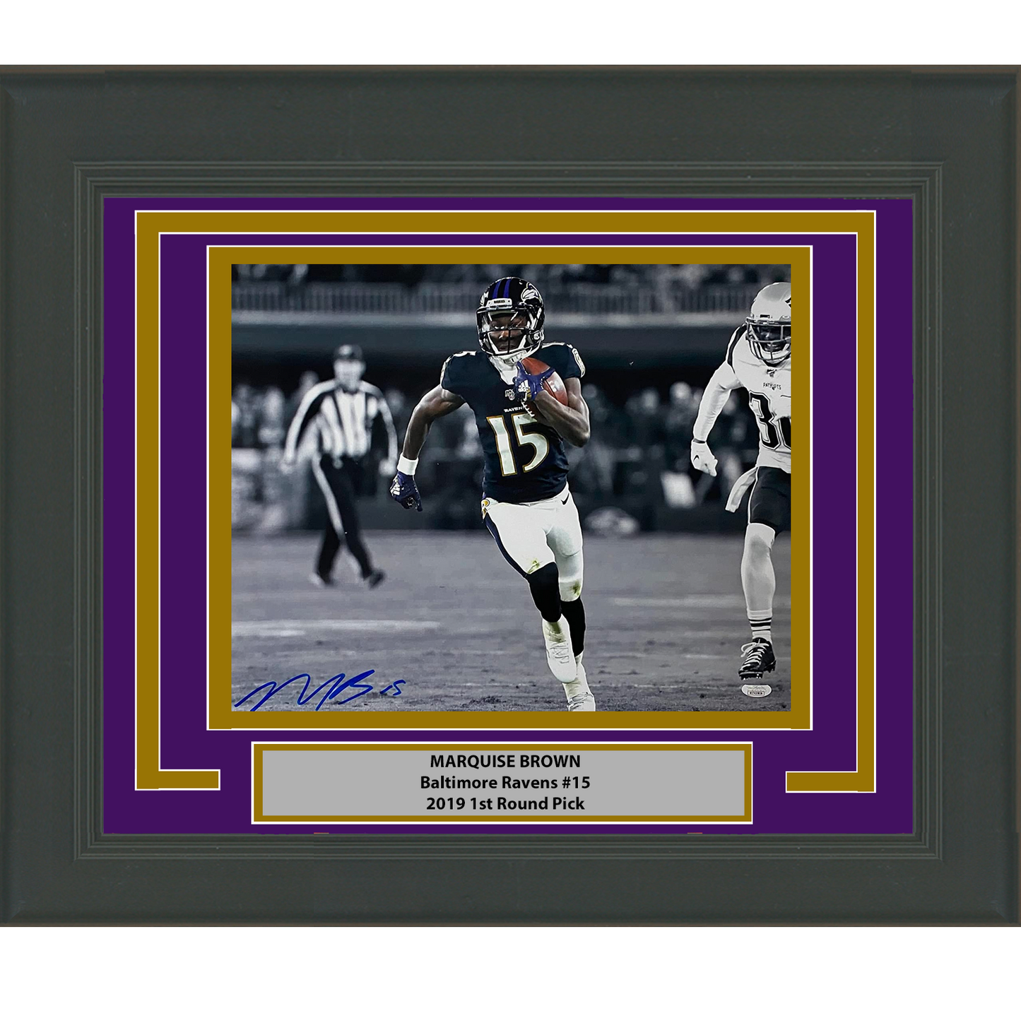 Framed Autographed/Signed Marquise Brown Baltimore Ravens 16x20 Football Photo JSA COA #5