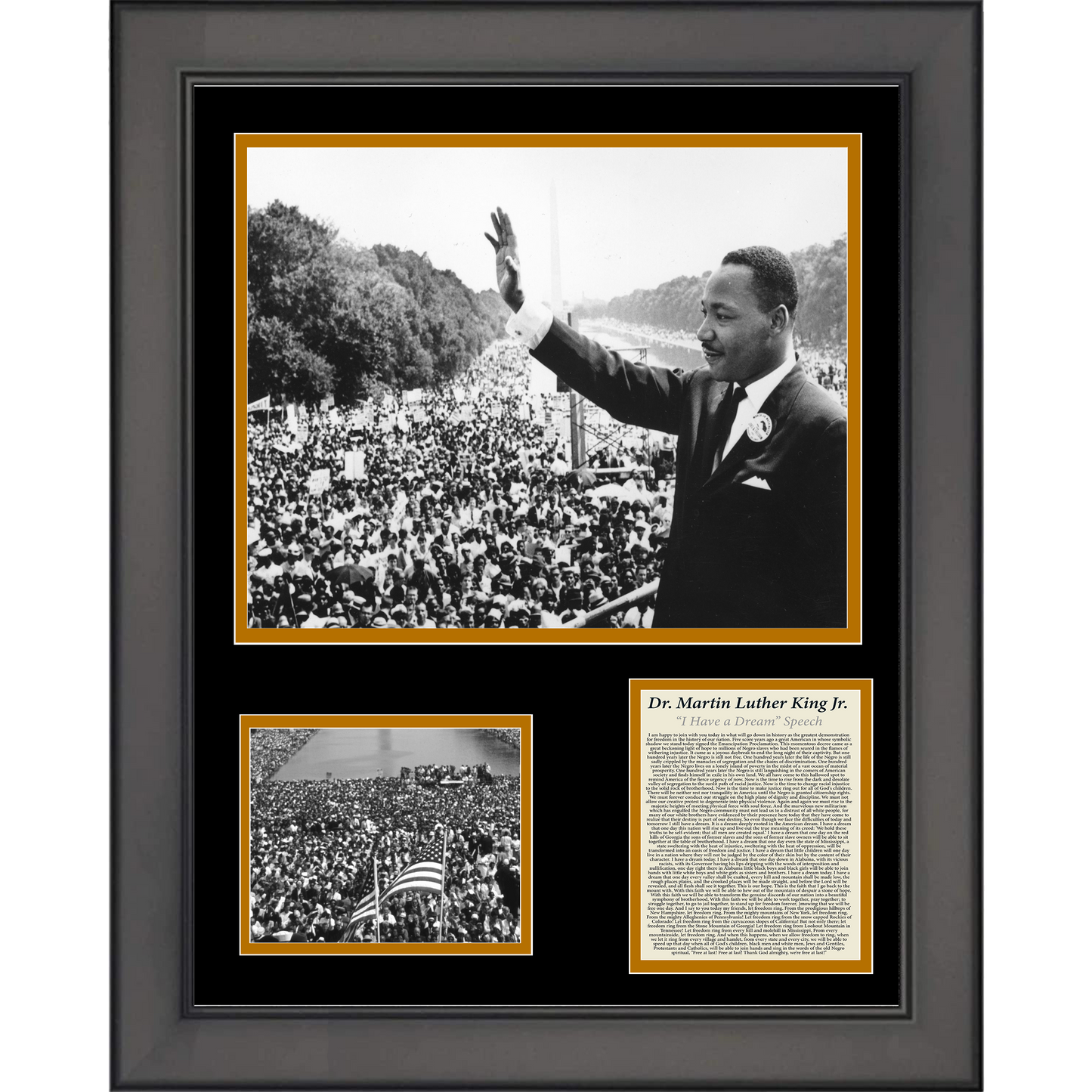 Framed Dr. Martin Luther King Jr. I Have a Dream Speech 11"x14" Three Photo Collage