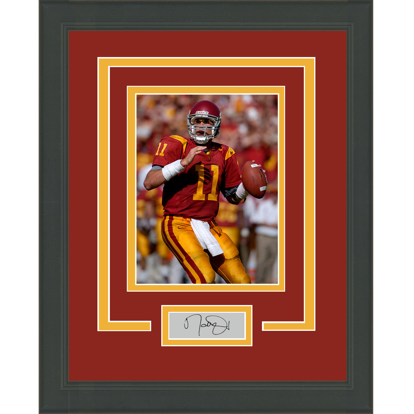 Framed Matt Leinart Facsimile Laser Engraved Signature Auto USC Trojans 11x14 Football Photo