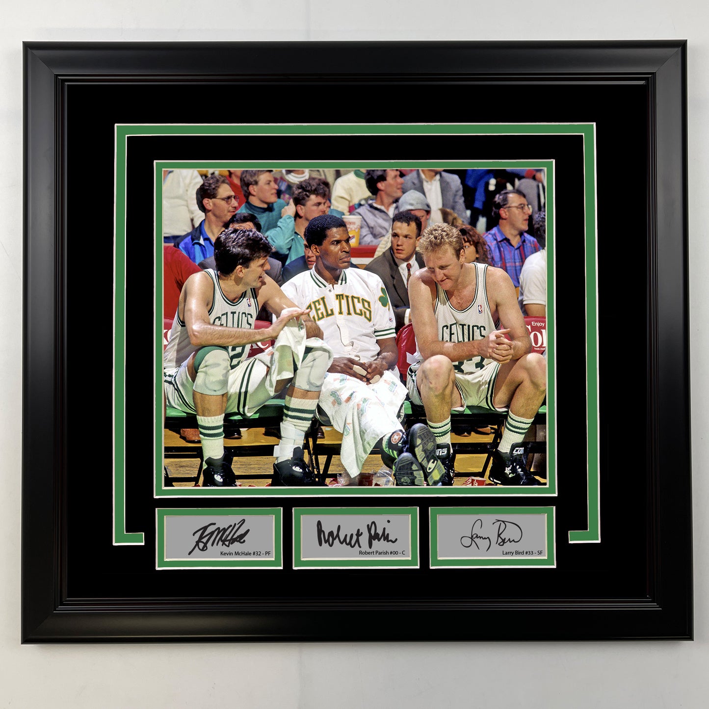 Framed Kevin McHale, Robert Parish and Larry Bird Facsimile Laser Engraved Signatures Boston Celtics 19x21 Basketball Photo