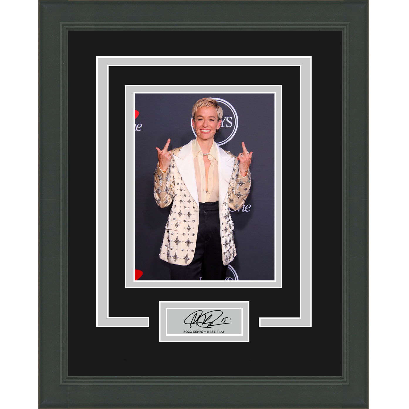 Framed Megan Rapinoe Facsimile Laser Engraved Signature Auto 11x14 ESPYS Photo