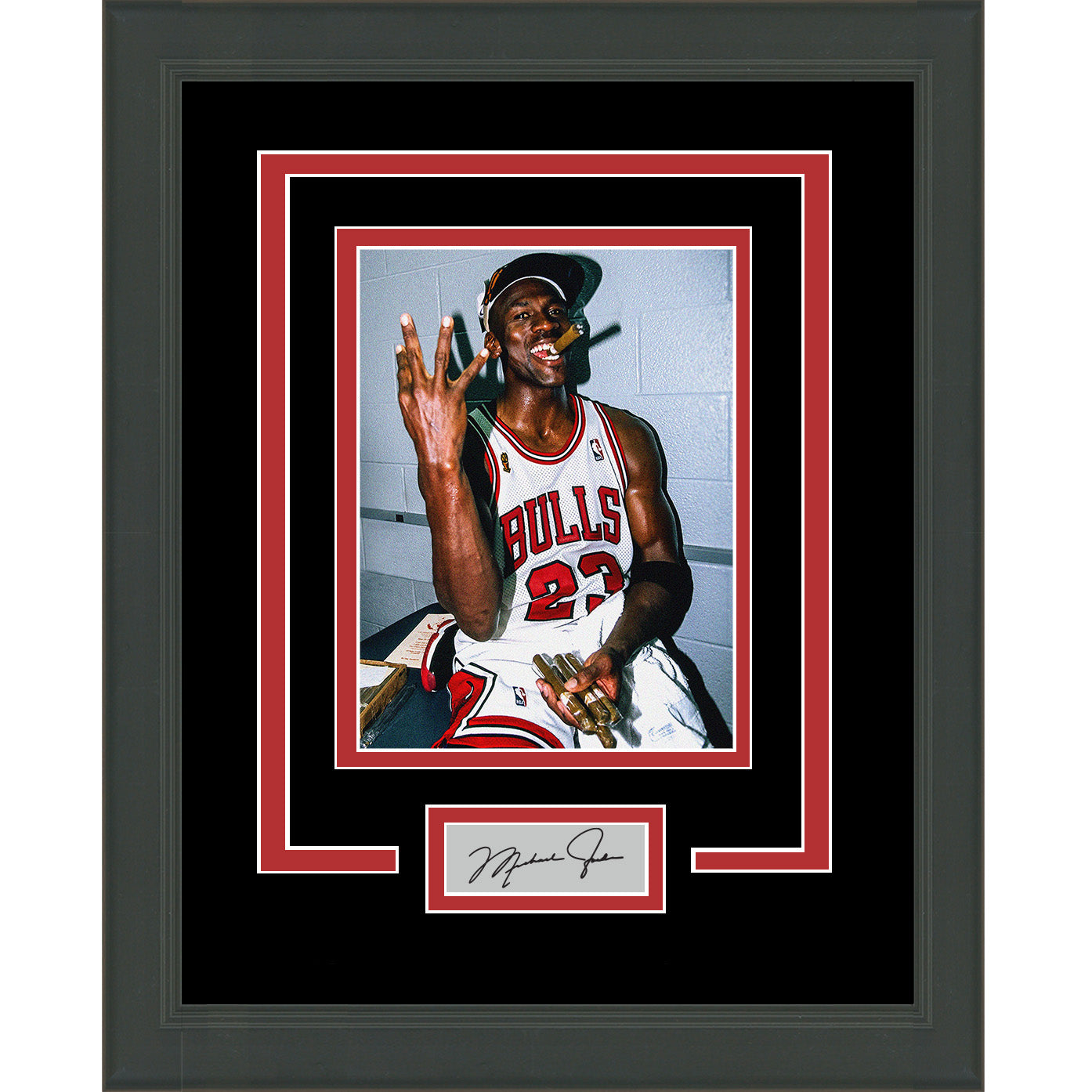 Framed Michael Jordan Facsimile Laser Engraved Signature Auto Chicago Bulls 11x14 Basketball Photo