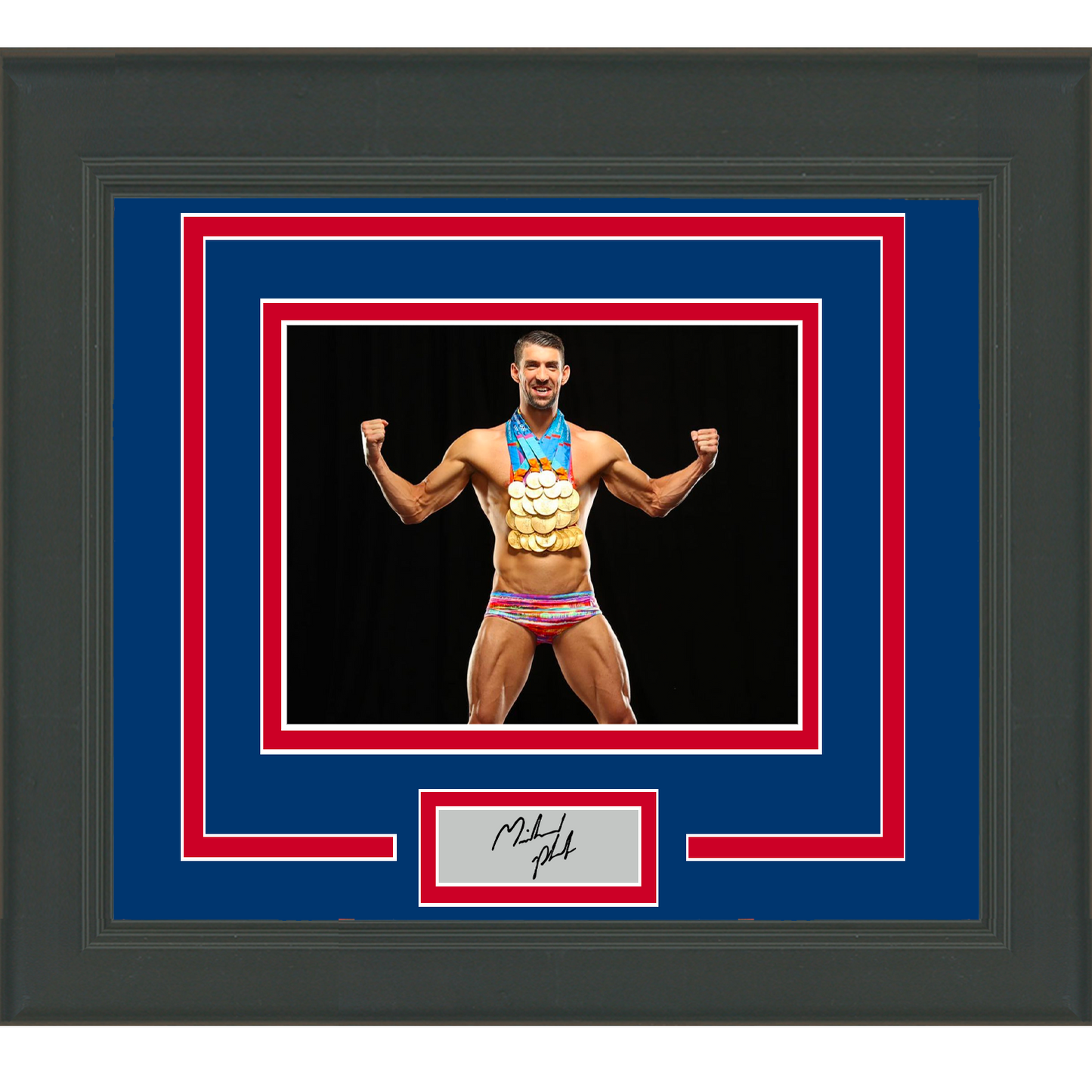 Framed Michael Phelps Facsimile Laser Engraved Signature Auto Team USA United States 11x14 Swimming Photo