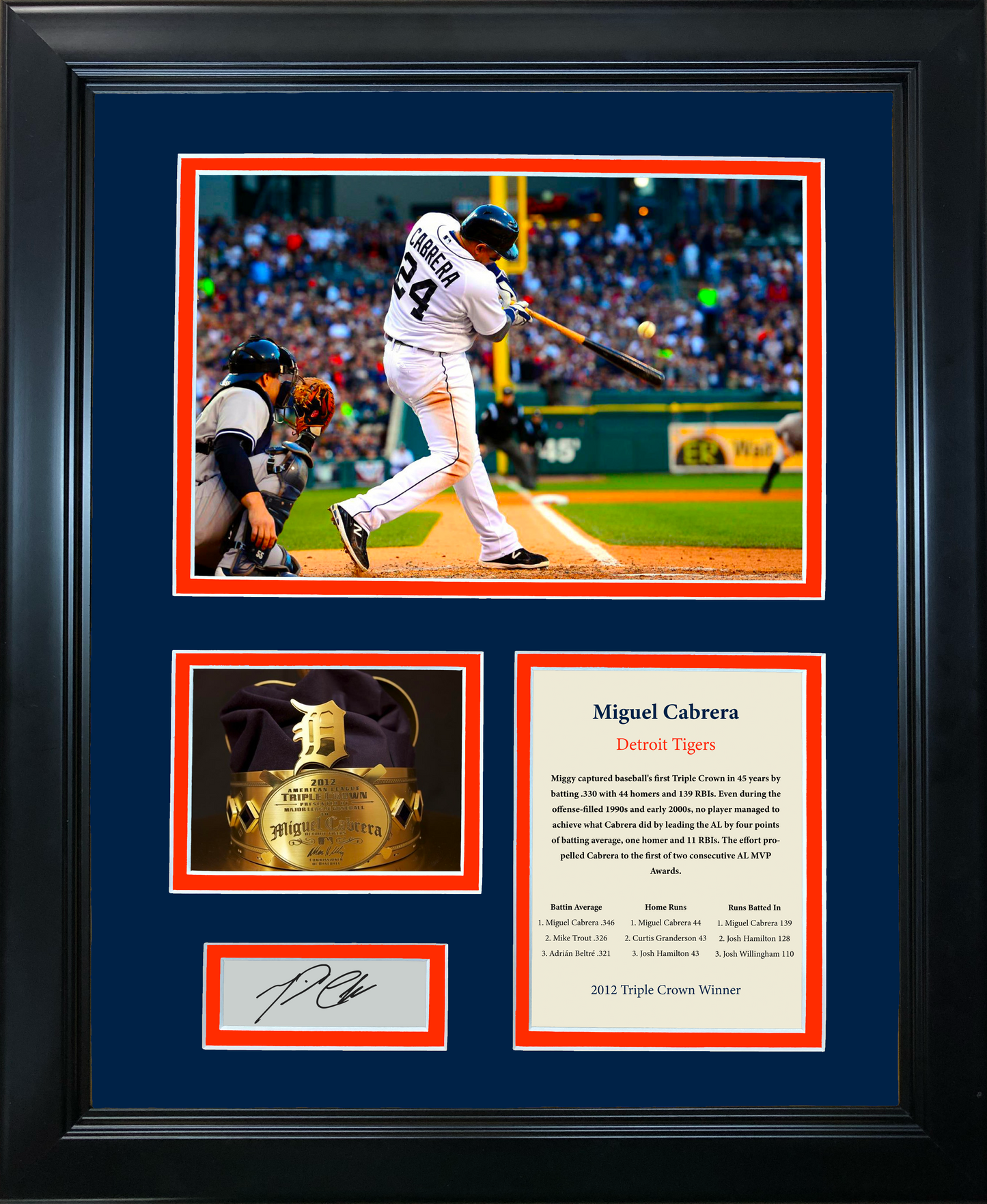 Framed Miguel Cabrera Triple Crown Winner 2012 Facsimile Laser Engraved Signature Auto Detroit Tigers 11"x14" Baseball Photo Sig Collage