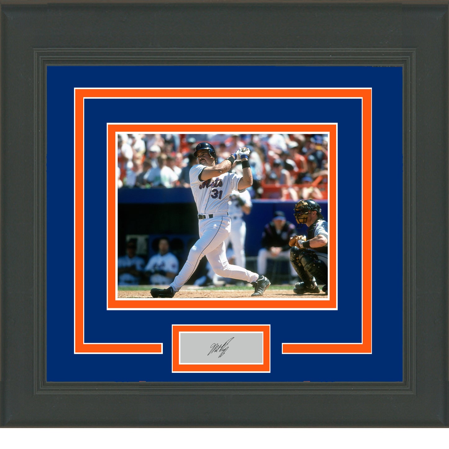 Framed Mike Piazza Facsimile Laser Engraved Signature Auto New York Mets 11x14 Baseball Photo