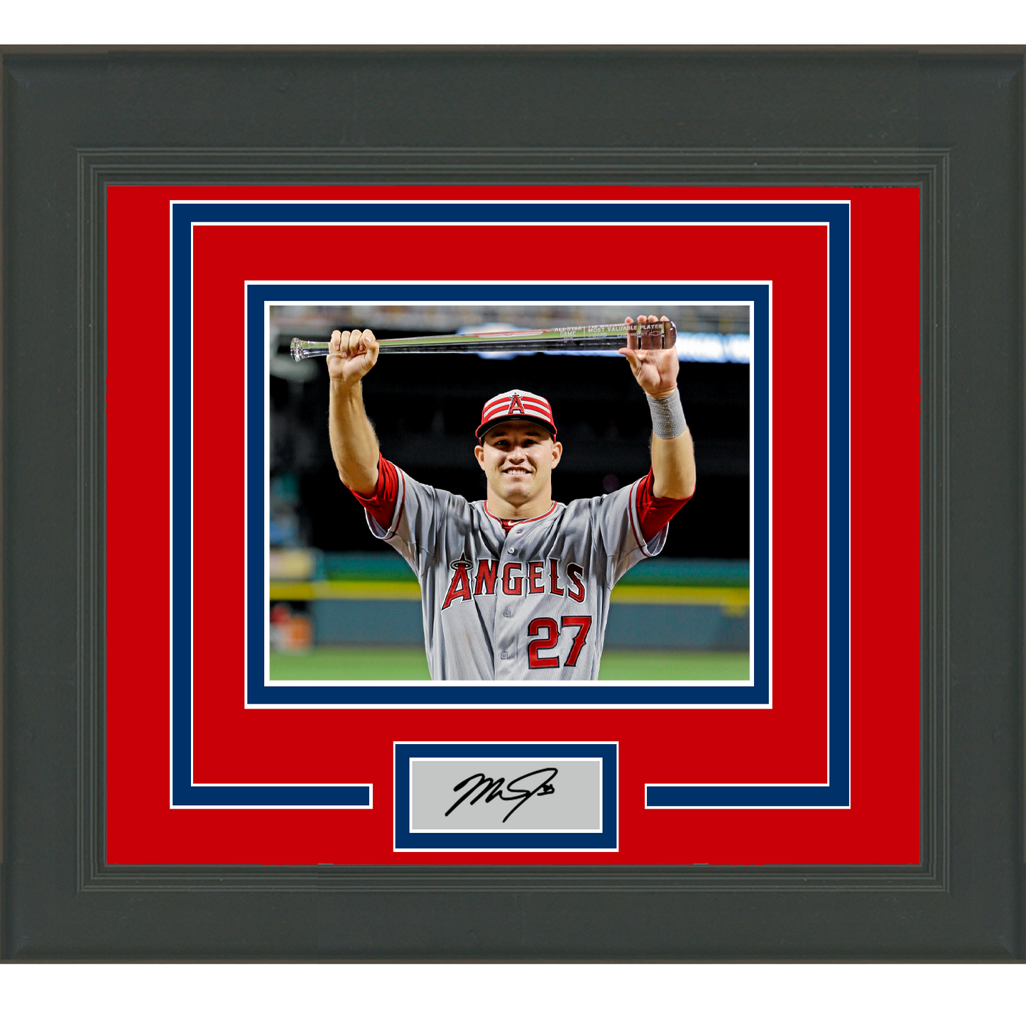 Framed Mike Trout Facsimile Laser Engraved Signature Auto Los Angeles Angels of Anaheim 11x14 Baseball Photo