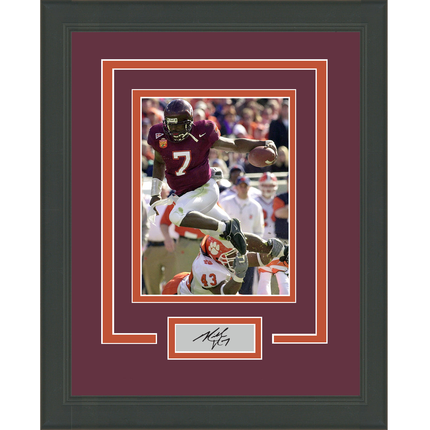 Framed Mike Vick Facsimile Laser Engraved Signature Auto Virginia Tech Hokies 11x14 Football Photo