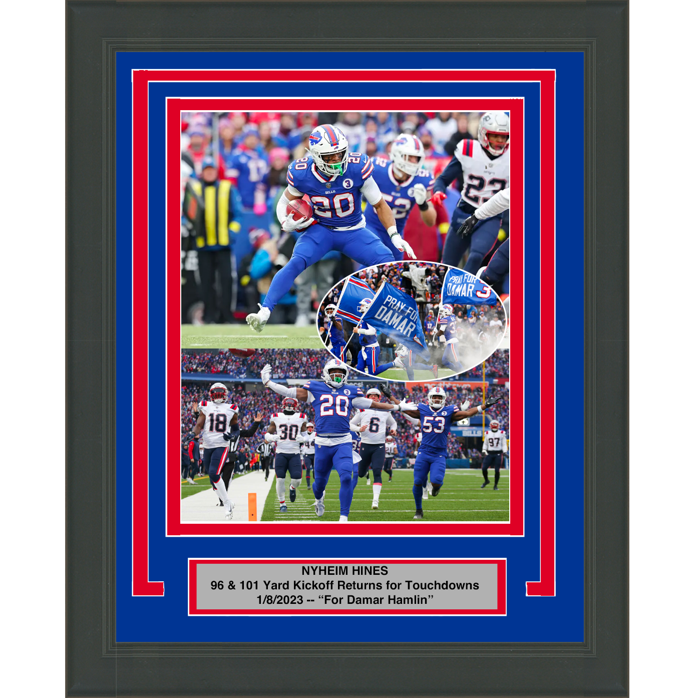 Framed Nyheim Hines 2 Kickoff Touchdown Returns For Damar Hamlin Buffalo Bills 8x10 Football Photo