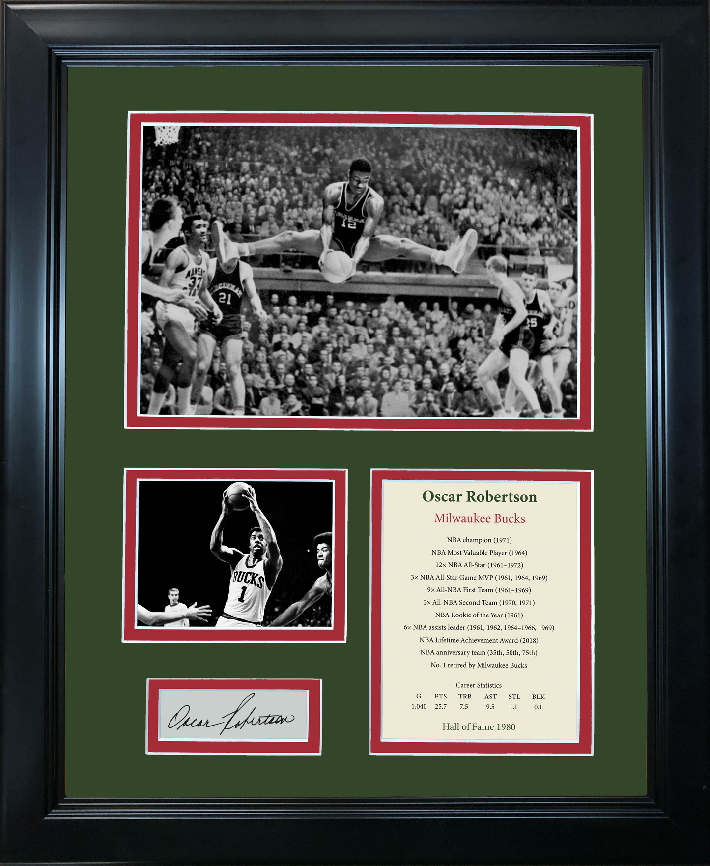 Framed Oscar Robertson Hall of Fame Facsimile Laser Engraved Signature Auto Milwaukee Bucks Basketball 11"x14" Photo Sig Collage