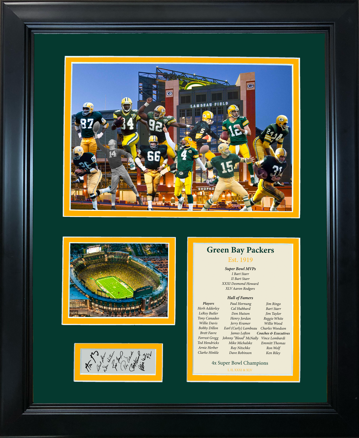 Framed Green Bay Packers All-Time Greats Facsimile Laser Engraved Signature Auto 11"x14" Football Photo Sig Collage