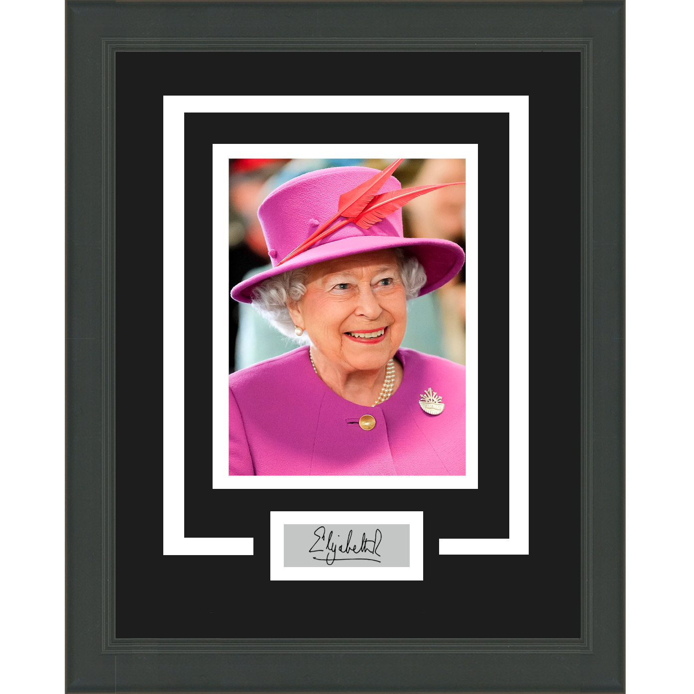 Framed Queen Elizabeth II Facsimile Laser Engraved Signature Auto 11x14 Britain Photo