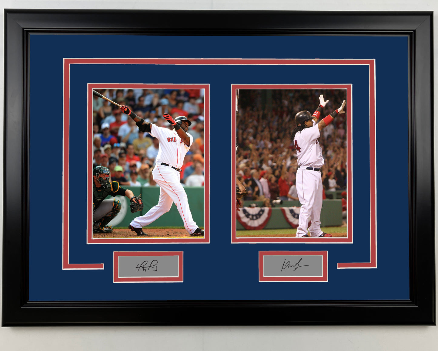 Framed David Ortiz and Manny Ramirez Boston Red Sox 17x23 Dual Baseball Photo