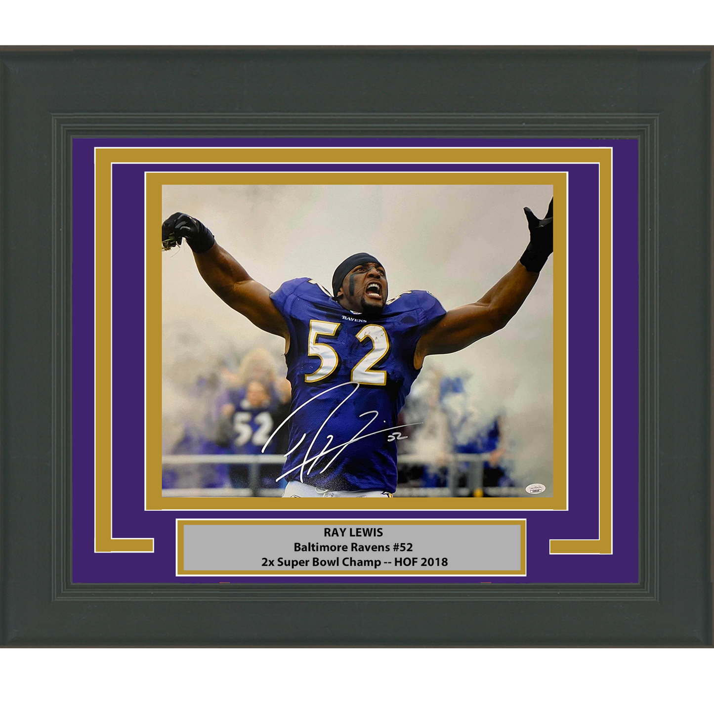 Framed Autographed/Signed Ray Lewis Baltimore Ravens 16x20 Football Photo JSA COA #4