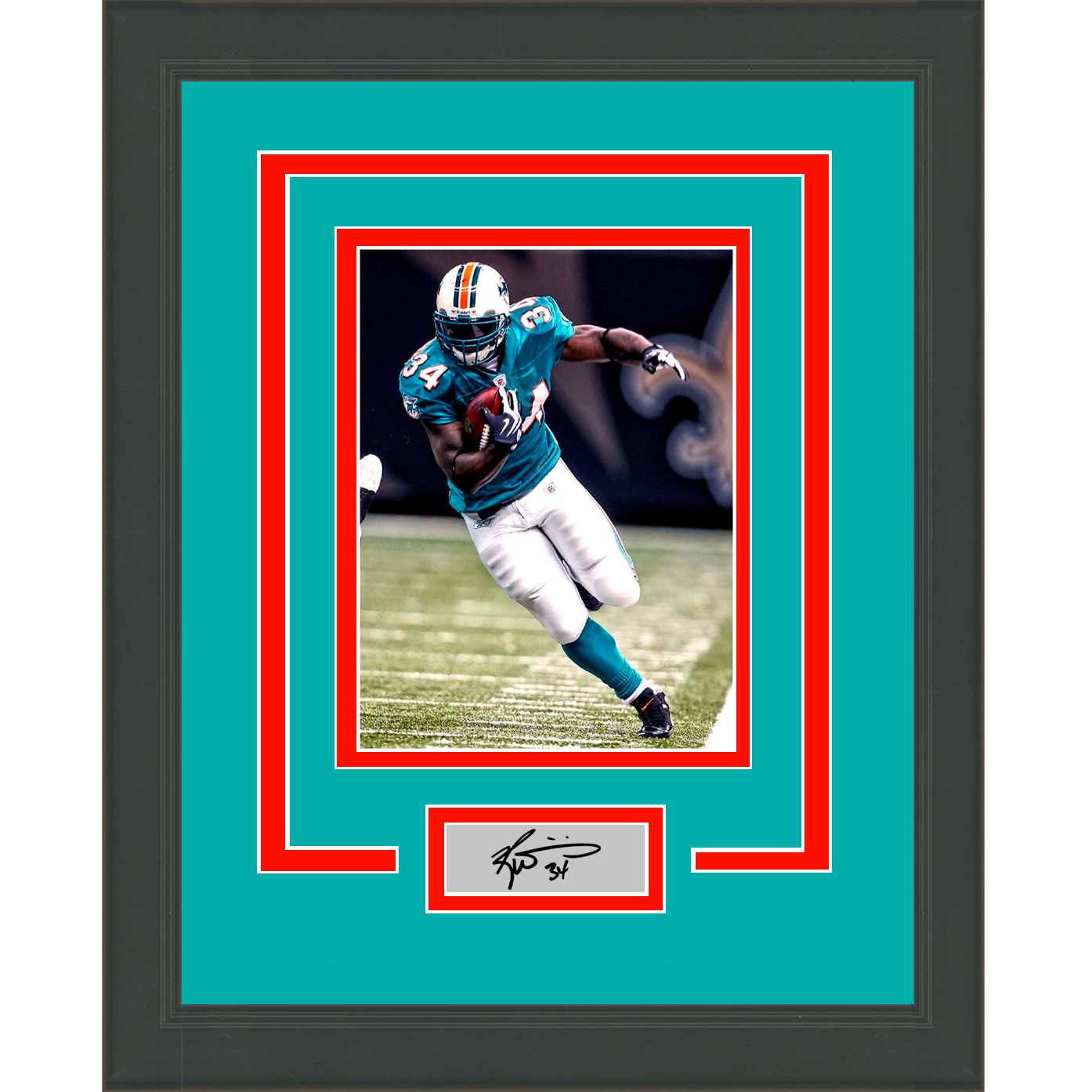 Framed Ricky Williams Facsimile Laser Engraved Signature Auto Miami Dolphins 11x14 Football Photo