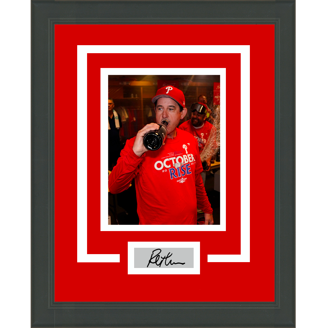 Framed Philly Rob Thomson 2022 NLCS Champions Facsimile Laser Engraved Signature Auto Philadelphia Phillies 11x14 Baseball Photo