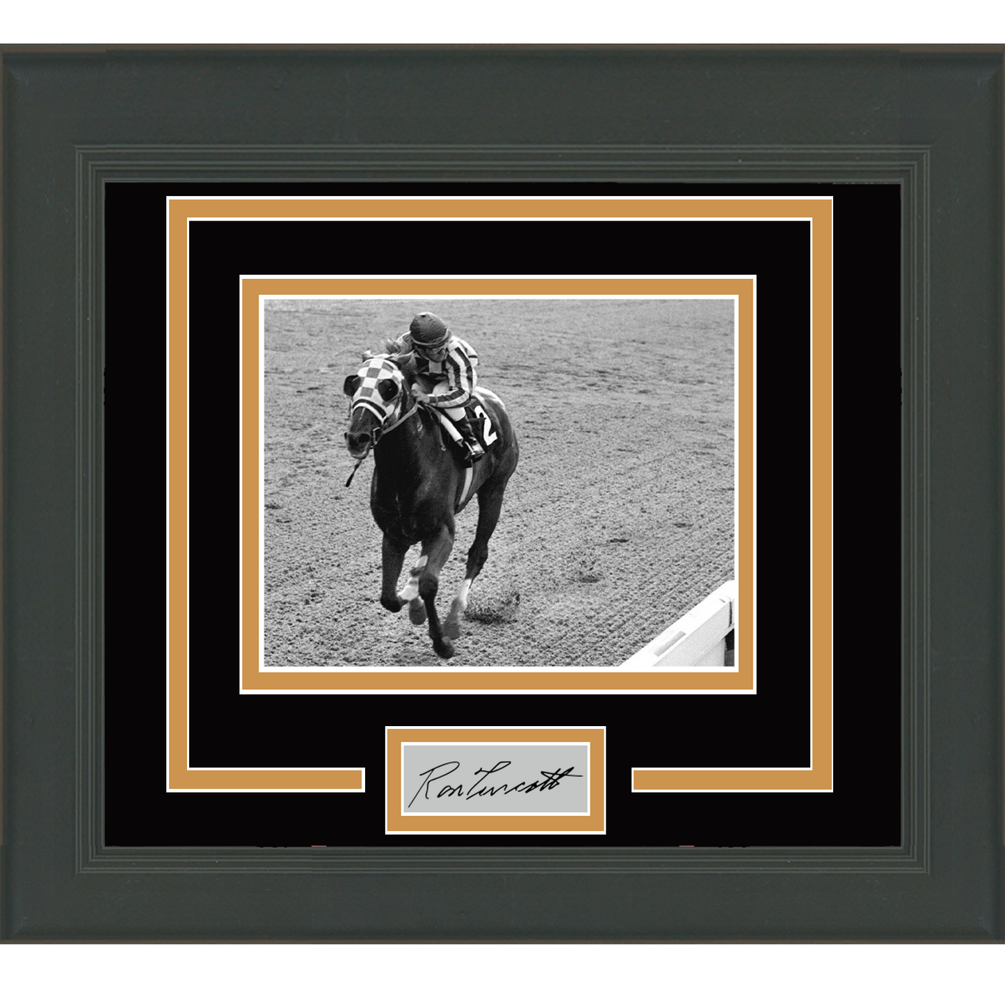 Framed Secretariat and Ron Turcotte Facsimile Laser Engraved Signature Auto Kentucky Derby 11x14 Photo