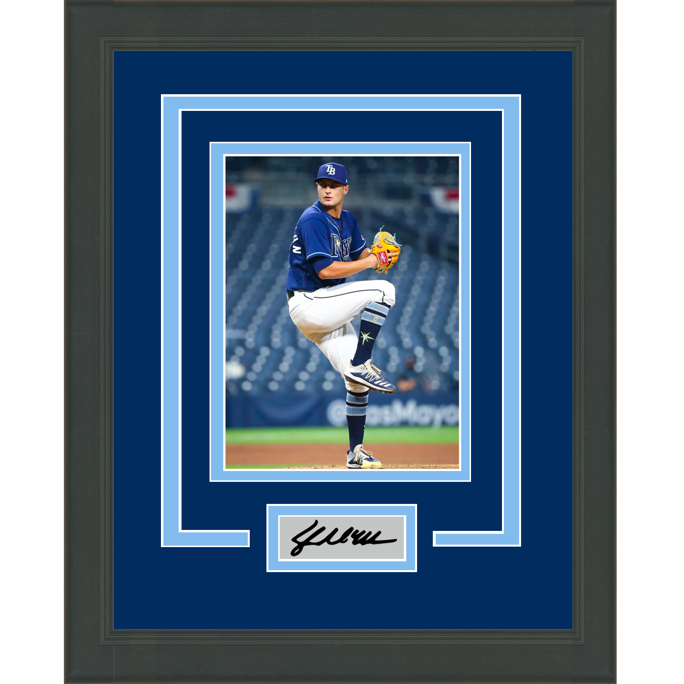 Framed Shane McClanahan Facsimile Laser Engraved Signature Auto Tampa Bay Rays 11x14 Baseball Photo #2